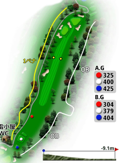 上野原カントリークラブ IN12番ホール コース図