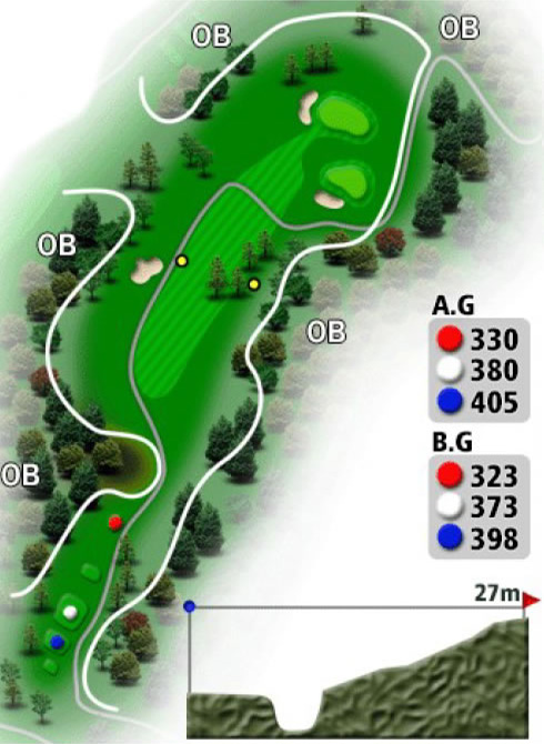 上野原カントリークラブ IN18番ホール コース図