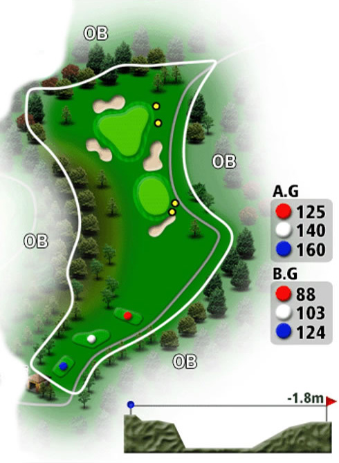 上野原カントリークラブ OUT6番ホール コース図