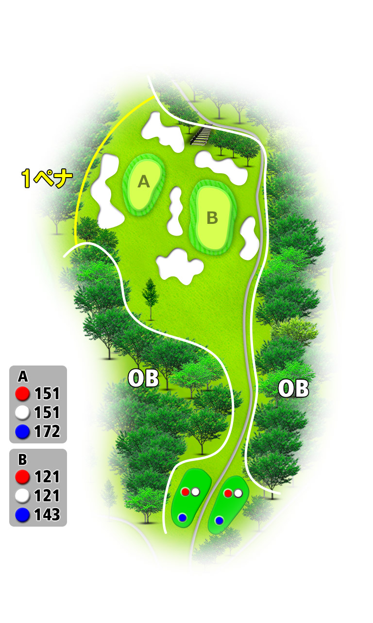 寄居カントリークラブ IN14番ホール コース図