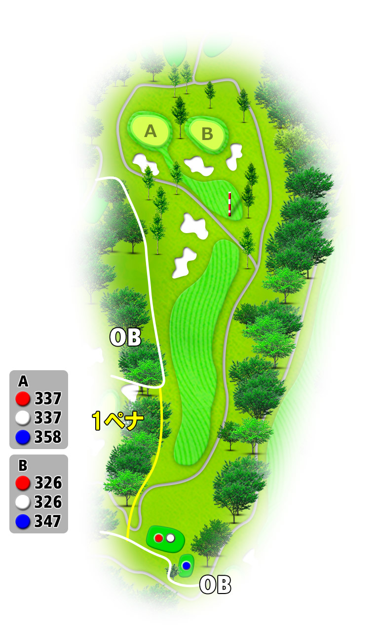 寄居カントリークラブ IN15番ホール コース図