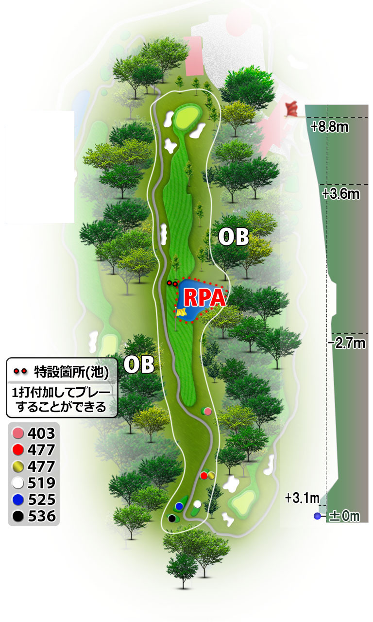 Ｇーｓｔｙｌｅカントリー倶楽部（旧：ダイヤモンド佐用カントリークラブ） IN11番ホール コース図