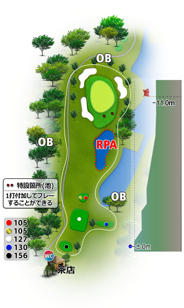Ｇーｓｔｙｌｅカントリー倶楽部（旧：ダイヤモンド佐用カントリークラブ） IN13番ホール コース図