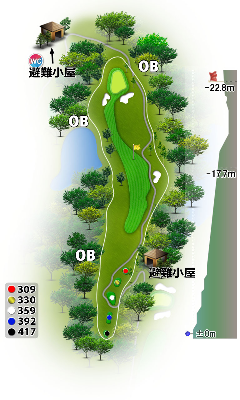 Ｇーｓｔｙｌｅカントリー倶楽部（旧：ダイヤモンド佐用カントリークラブ） IN15番ホール コース図