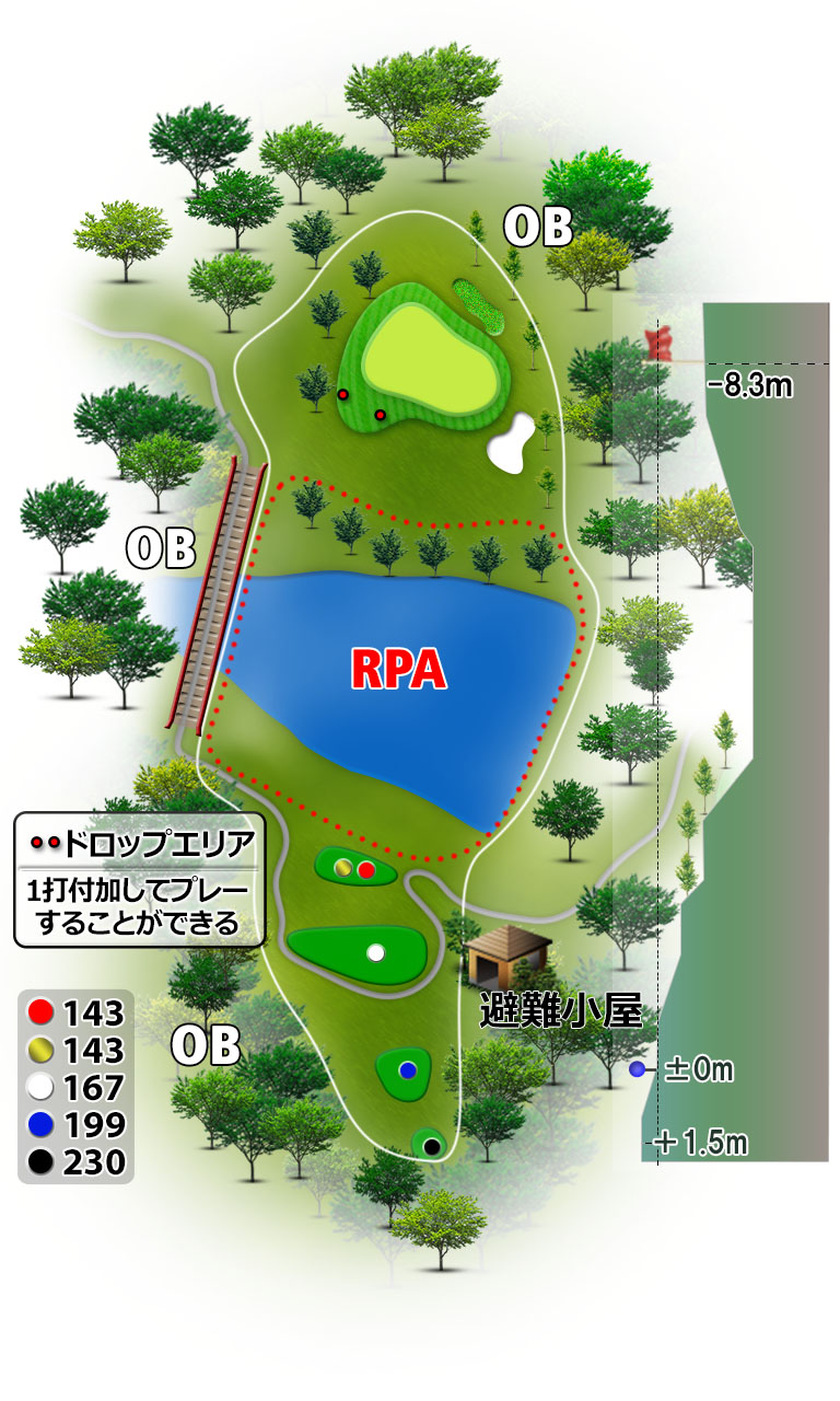 Ｇーｓｔｙｌｅカントリー倶楽部（旧：ダイヤモンド佐用カントリークラブ） IN17番ホール コース図