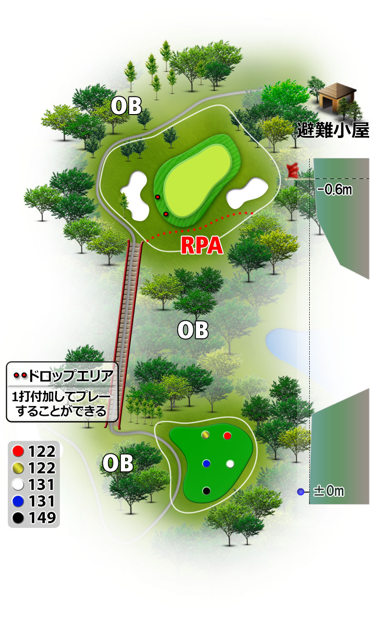 Ｇーｓｔｙｌｅカントリー倶楽部（旧：ダイヤモンド佐用カントリークラブ） OUT6番ホール コース図