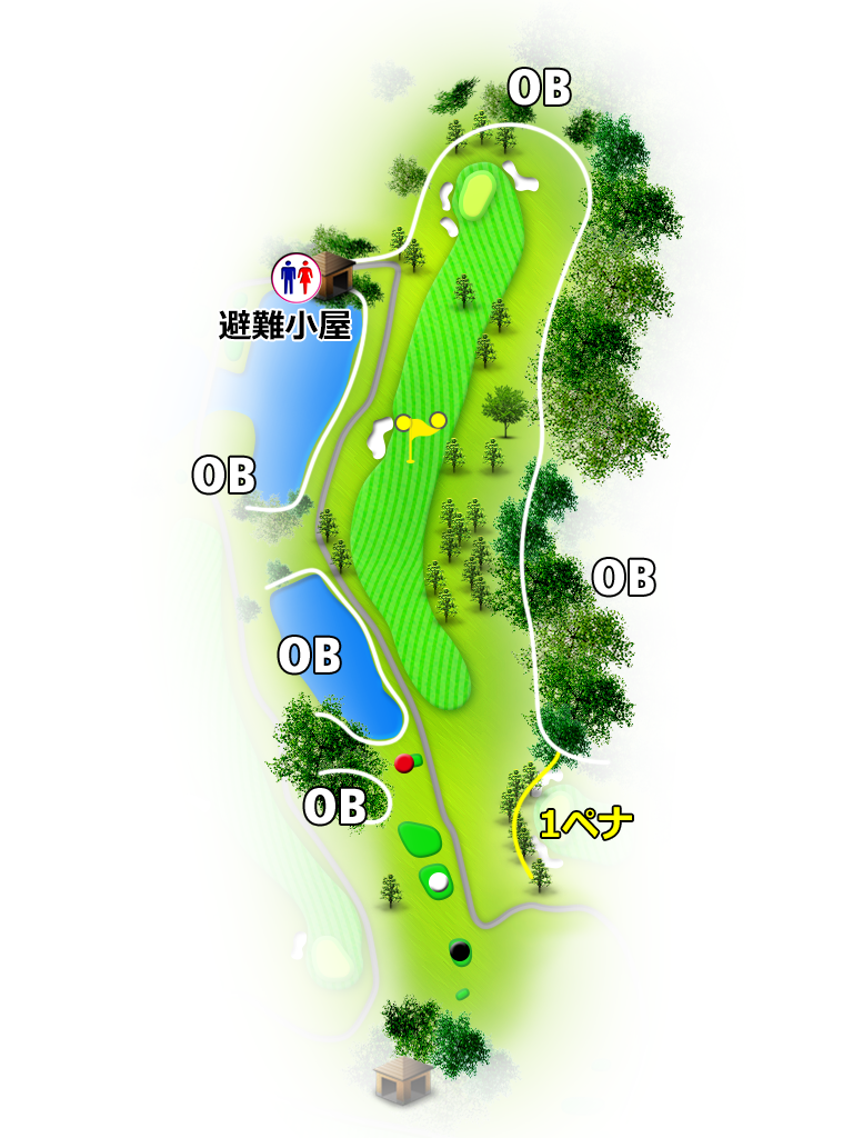 ディアレイク・カントリー倶楽部 IN13番ホール コース図