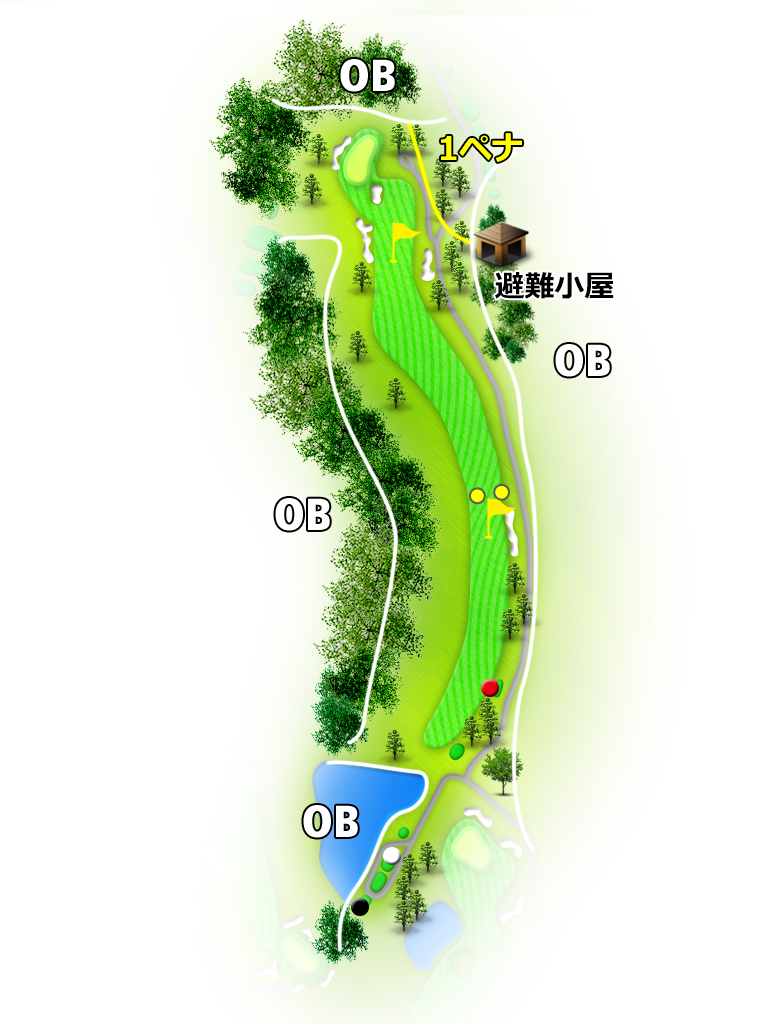 ディアレイク・カントリー倶楽部 OUT2番ホール コース図