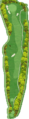 益子ヒルズゴルフクラブ OUT1番ホール コース図