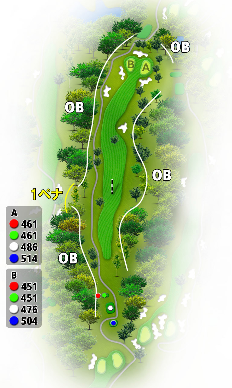 かずさカントリークラブ つばめ2番ホール コース図