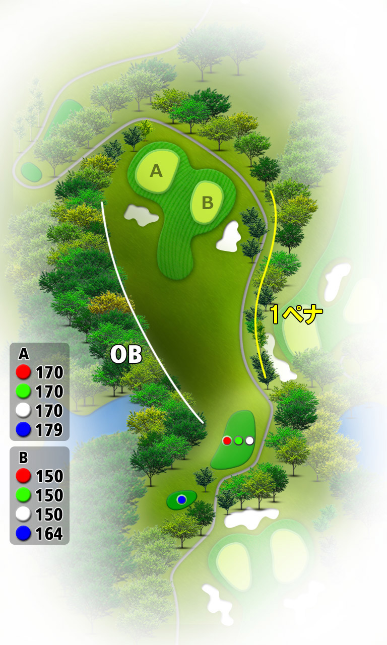かずさカントリークラブ つばめ3番ホール コース図
