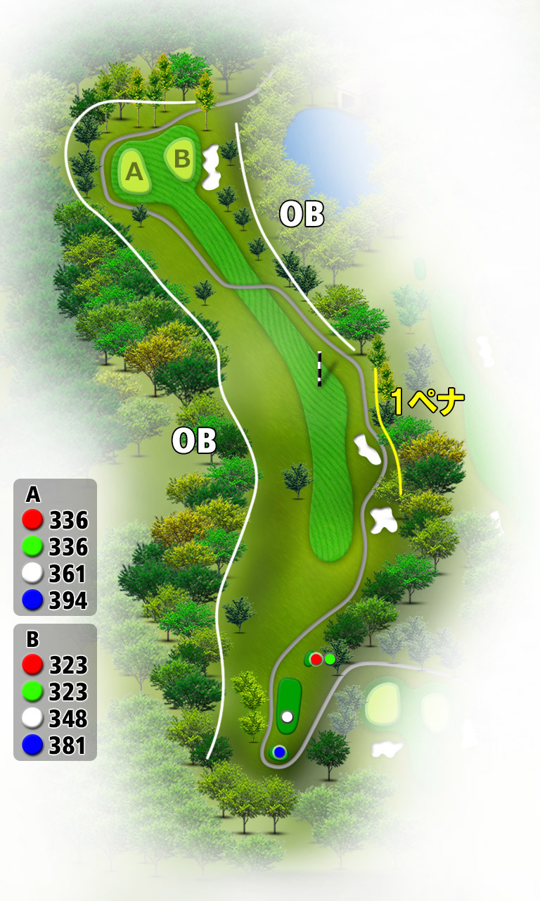 かずさカントリークラブ つばめ4番ホール コース図