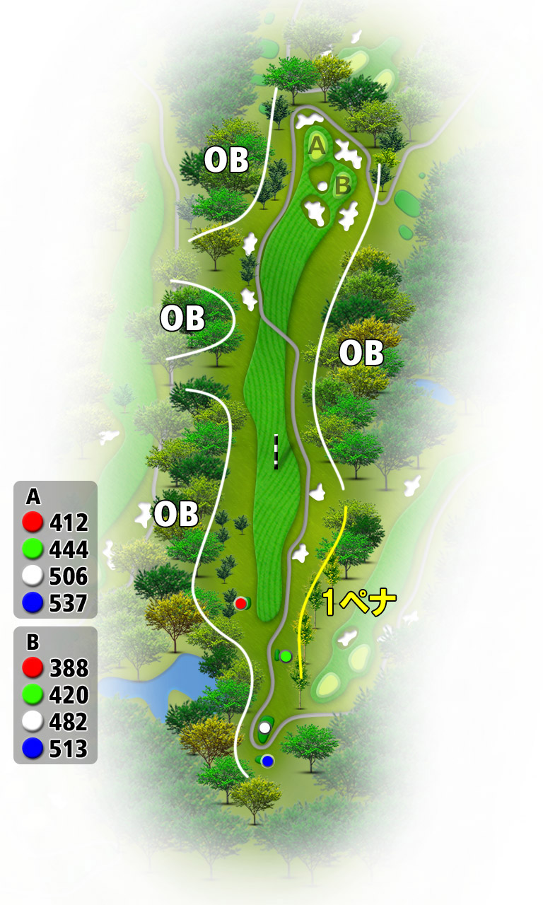 かずさカントリークラブ 富士6番ホール コース図