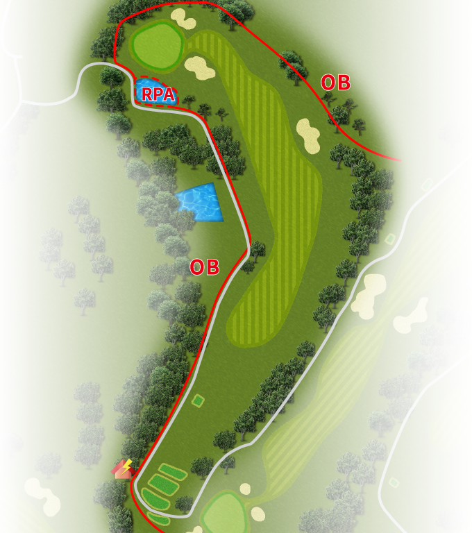 久山カントリー倶楽部 IN18番ホール コース図