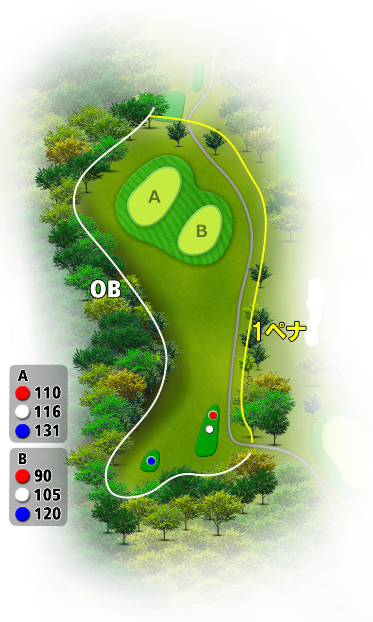 小田原ゴルフ倶楽部 松田コース OUT2番ホール コース図