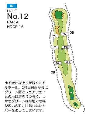 飯能くすの樹カントリー倶楽部 IN12番ホール コース図