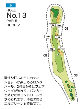 飯能くすの樹カントリー倶楽部 IN13番ホール コース図