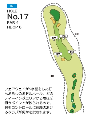 飯能くすの樹カントリー倶楽部 IN17番ホール コース図