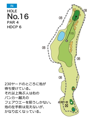 ハーモニーヒルズゴルフクラブ IN16番ホール コース図