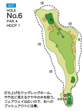 ハーモニーヒルズゴルフクラブ OUT6番ホール コース図