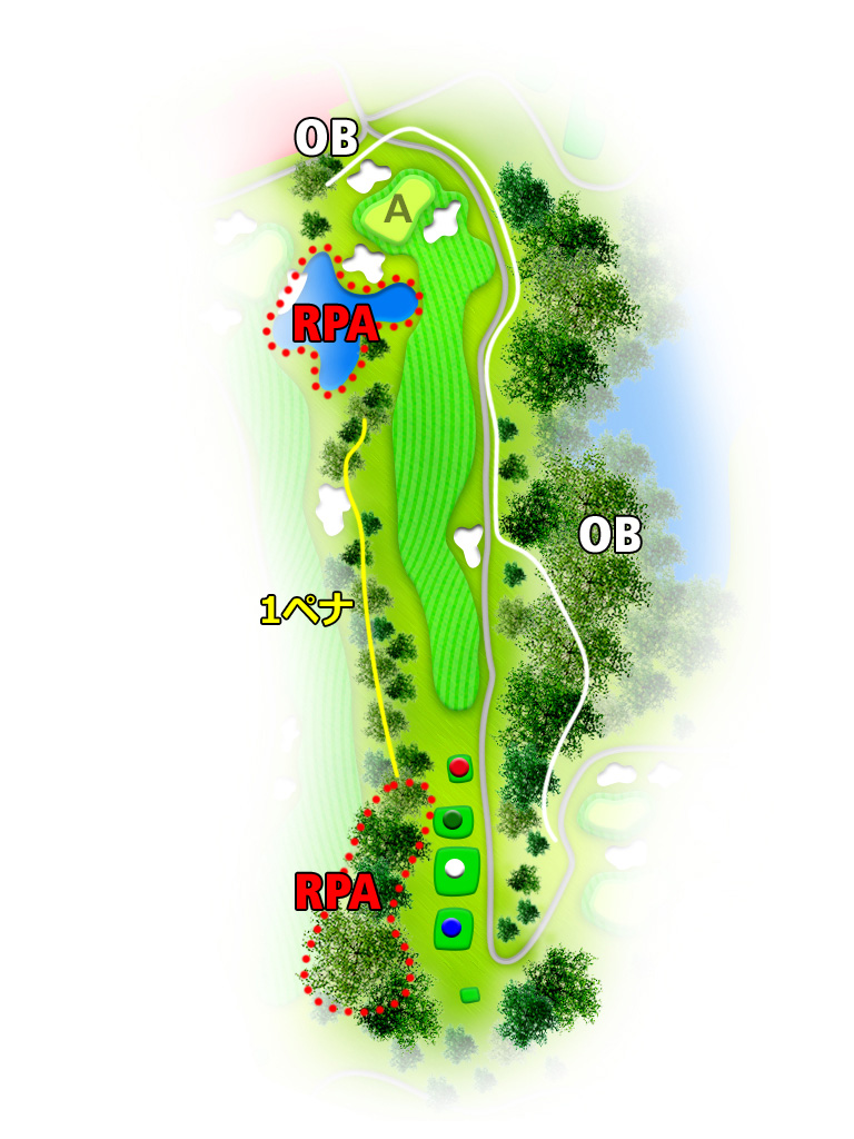 おおむらさきゴルフ倶楽部 東コース9番ホール コース図