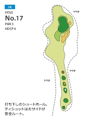 エヴァンタイユゴルフクラブ IN17番ホール コース図