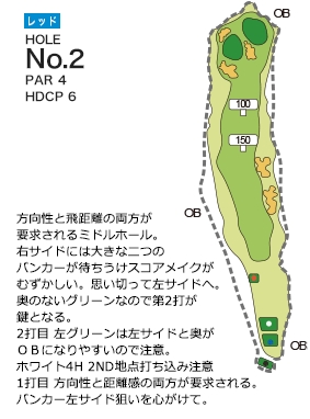 ライオンズカントリー倶楽部（兵庫県） レッドコース2番ホール コース図