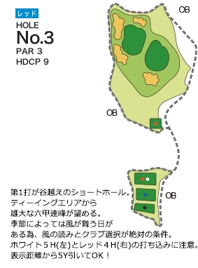 ライオンズカントリー倶楽部（兵庫県） レッドコース3番ホール コース図