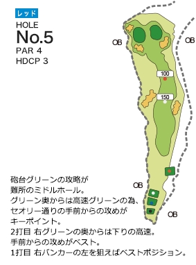 ライオンズカントリー倶楽部（兵庫県） レッドコース5番ホール コース図