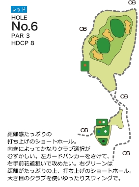 ライオンズカントリー倶楽部（兵庫県） レッドコース6番ホール コース図