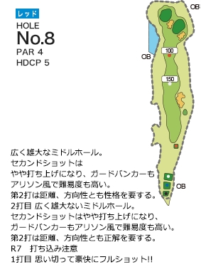 ライオンズカントリー倶楽部（兵庫県） レッドコース8番ホール コース図
