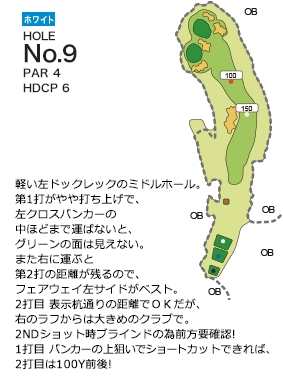 ライオンズカントリー倶楽部（兵庫県） ホワイトコース9番ホール コース図