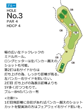 ライオンズカントリー倶楽部（兵庫県） ブルーコース3番ホール コース図