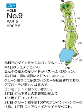 ライオンズカントリー倶楽部（兵庫県） ブルーコース9番ホール コース図