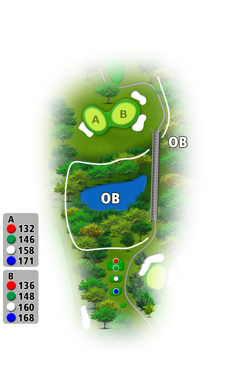 土浦カントリー倶楽部 西6番ホール コース図