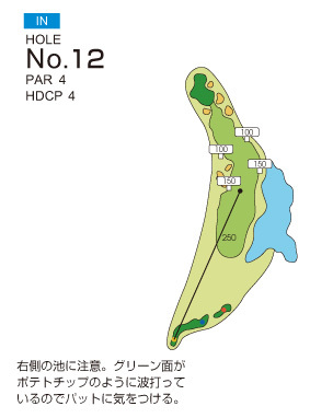 内原カントリー倶楽部 IN12番ホール コース図