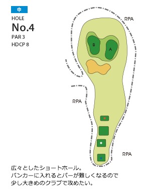 ムーンレイクゴルフクラブ鞍手コース 中4番ホール コース図