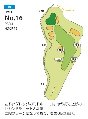 勝田ゴルフ倶楽部 IN16番ホール コース図