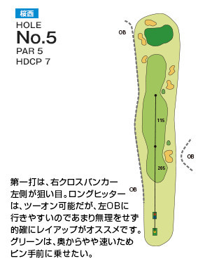 千葉国際カントリークラブ 桜西5番ホール コース図
