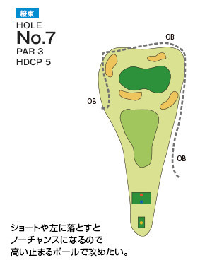 千葉国際カントリークラブ 桜東7番ホール コース図