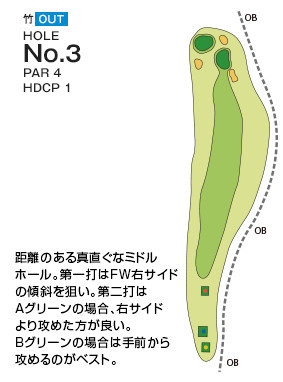 千葉国際カントリークラブ 竹OUT3番ホール コース図