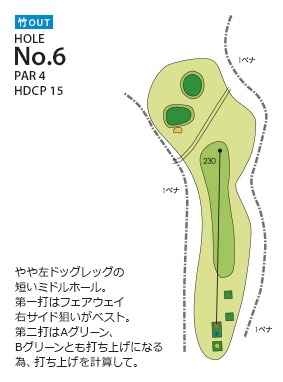 千葉国際カントリークラブ 竹OUT6番ホール コース図