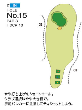 千葉国際カントリークラブ 竹IN15番ホール コース図