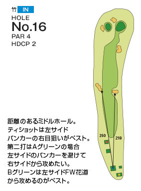 千葉国際カントリークラブ 竹IN16番ホール コース図