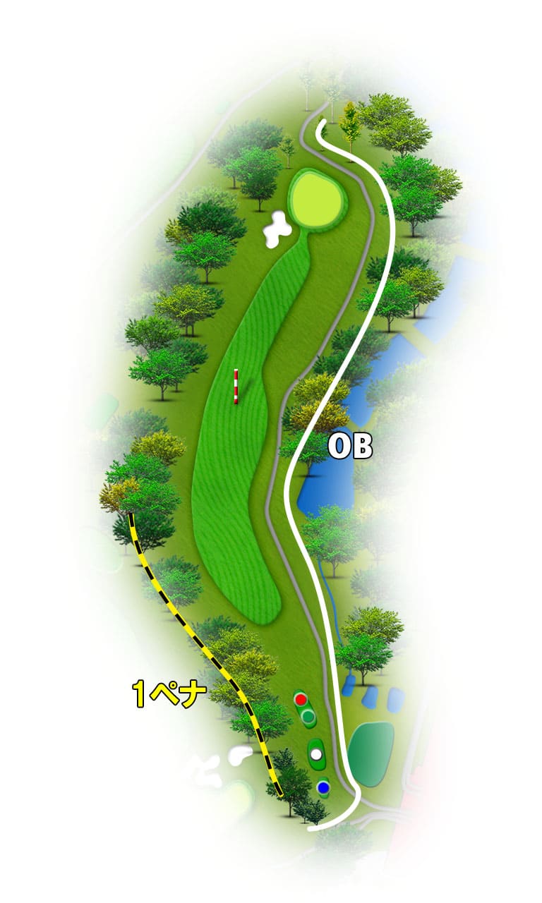霞台カントリークラブ 筑波 OUT1番ホール コース図