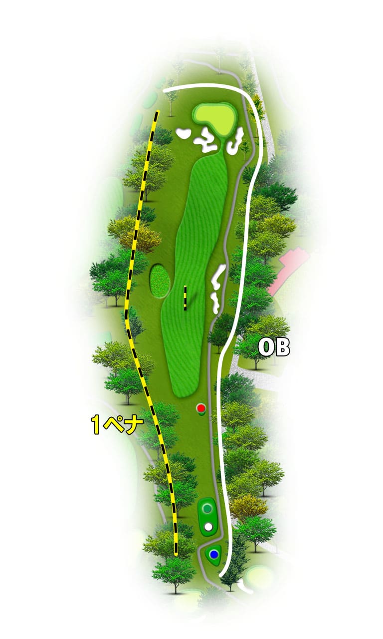 霞台カントリークラブ 筑波 OUT9番ホール コース図