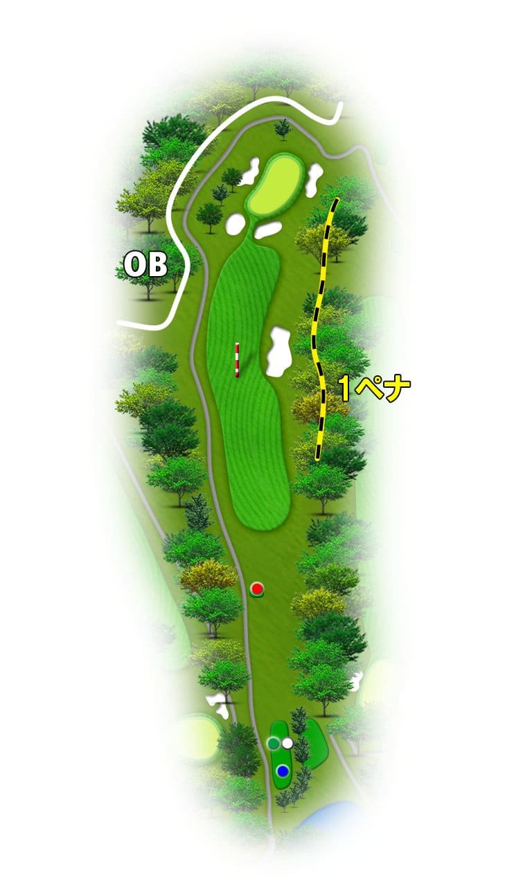 霞台カントリークラブ 霞 OUT1番ホール コース図