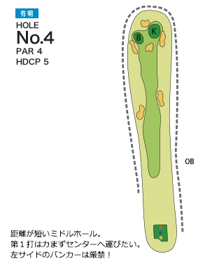 チサンカントリークラブ森山 有明4番ホール コース図