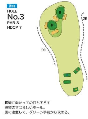 チサンカントリークラブ森山 雲仙3番ホール コース図
