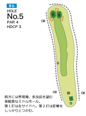 チサンカントリークラブ森山 雲仙5番ホール コース図